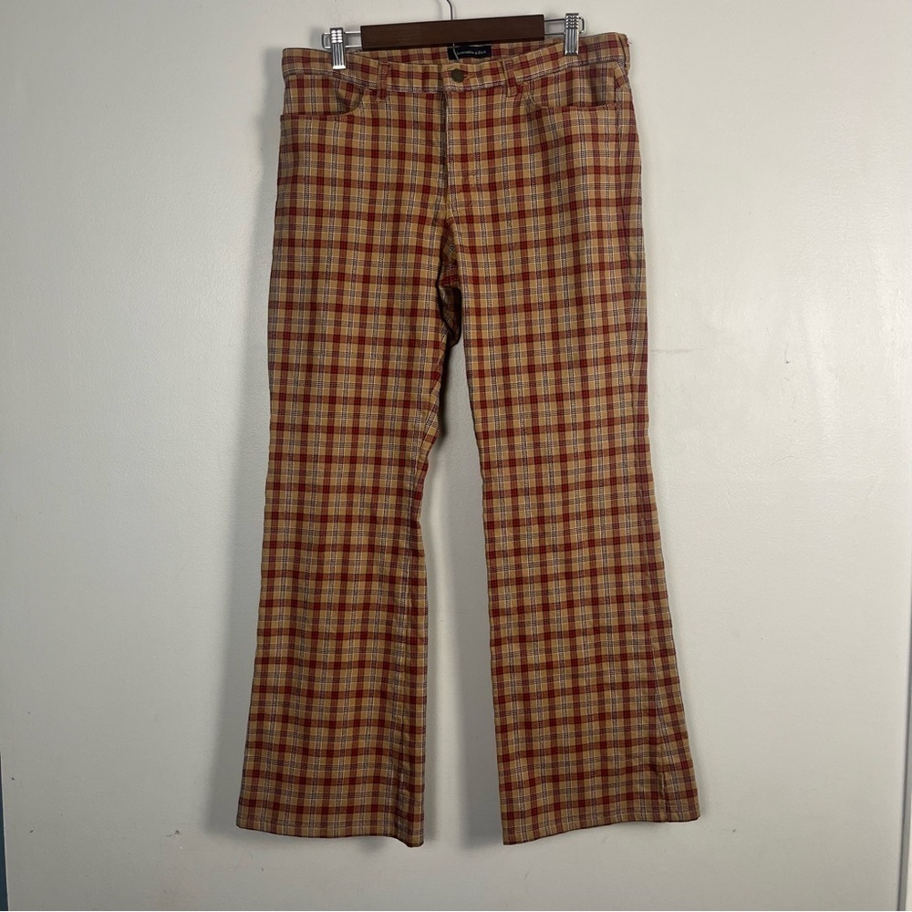 Y2k 2000s Abercrombie & Fitch Plaid wide leg trousers size 12